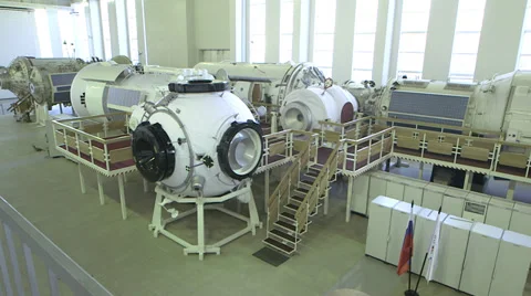 ISS modules wide shot from high position panorama Stock Footage 34807085