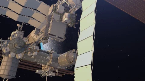 ISS  in outer space over the planet Earth Stock Footage 121876848