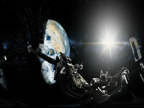 ISS in virtual reality 360 degree video. International Space Station Orbiting  Vidéo 75778162