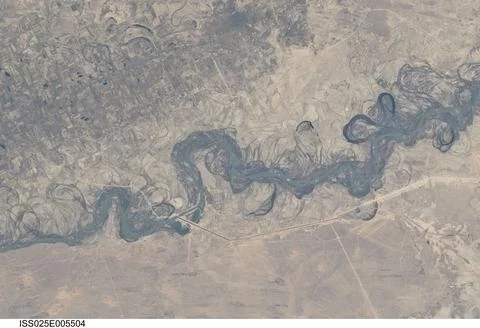 ISS025-E-005504 (30 Sept. 2010) --- Syr Darya River floodplain in Kazakhsta.. 스톡 사진
