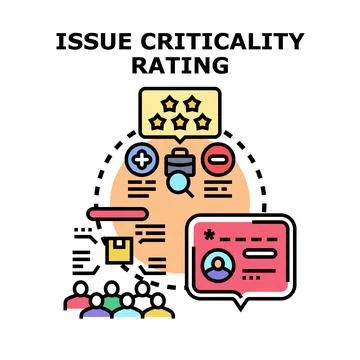 Issue criticality rating process concept evaluating business analysis Illustrazione stock