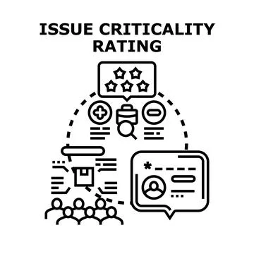 Issue criticality rating process concept evaluating business analysis Stock Illustration