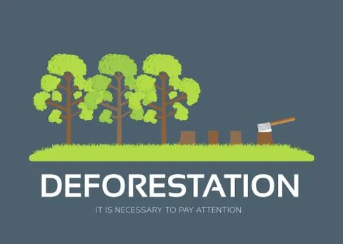 Issue deforestation in flat design background concept. Ecological natural Stock Illustration