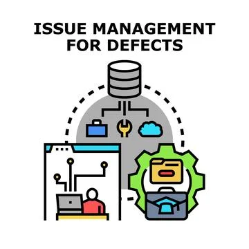 Issue management for defects finding and solving process Stock Illustration