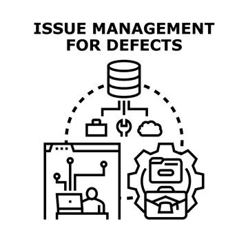 Issue management for defects finding and solving process Stock Illustration