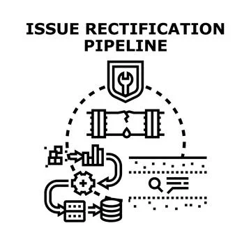 Issue rectification pipeline process fixing a problem Stock Illustration