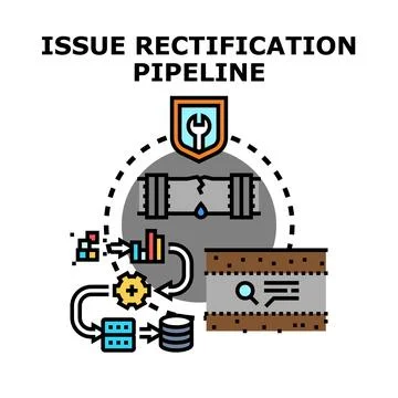 Issue rectification pipeline process fixing a problem Stock Illustration