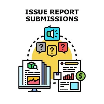 Issue report submissions concept receiving feedback and bug reports Stock Illustration