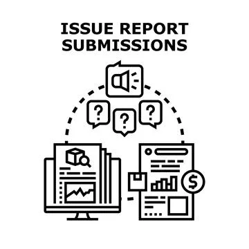 Issue report submissions concept receiving feedback and bug reports Illustrazione stock