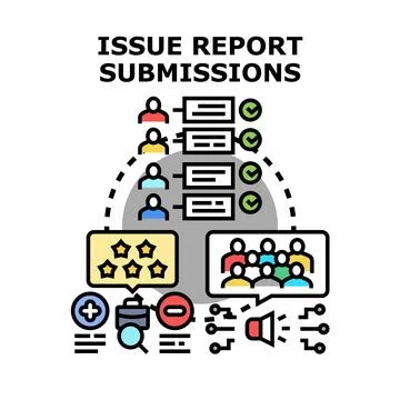 Issue report submissions feedback and management concept Stock Illustration
