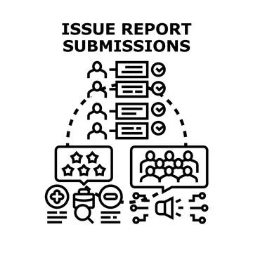 Issue report submissions feedback and management concept Stock Illustration