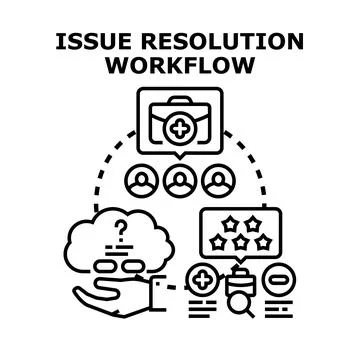 Issue resolution workflow concept illustrating problem solving Stockillustratie
