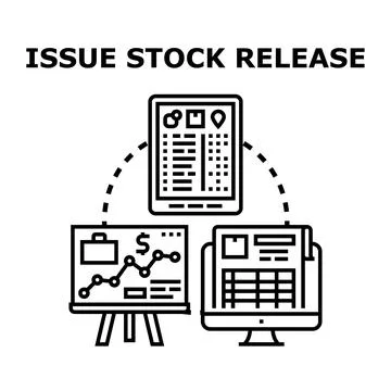 Issue stock release concept for financial data management Stock Illustration