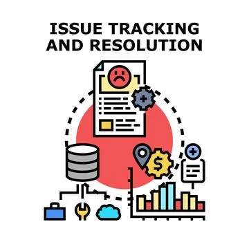 Issue tracking and resolution process illustration concept Stockillustratie