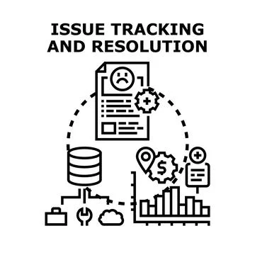 Issue tracking and resolution process illustration concept Stock Illustration
