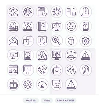 Issue Vector Icon Repository containing 35 Regular Line 128x128 Pixel Align.. Stock Illustration