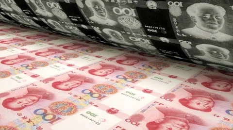The issue of the yuan, the printing press, the printing of the yuan Stock Footage 61046535