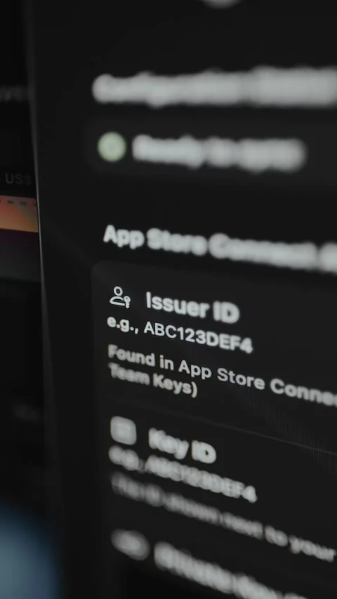 Issuer ID example of unique identifier for the app store Stock Footage 329328706