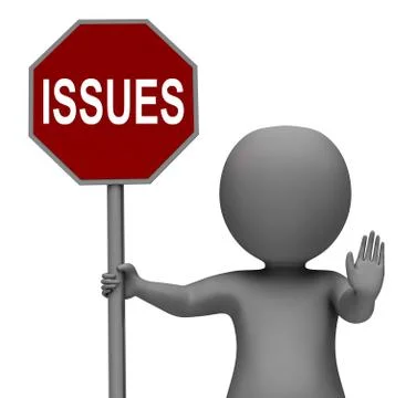 Issues stop sign shows stopping problems difficulty or troubles Stock Illustration