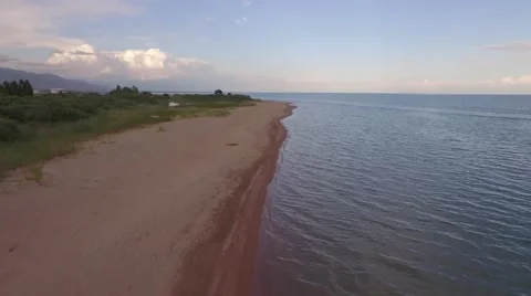 Issyk Kul lake in the northern Tian Shan mountains in eastern Kyrgyzstan. Stock Footage