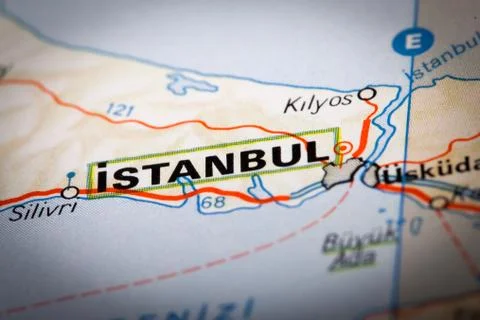 Istambul on a road map Stock Photos
