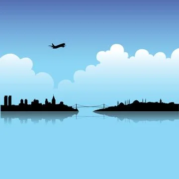 Istanbul and Blue Sky Stock Illustration