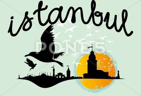 Istanbul big city vector art Stock Illustration