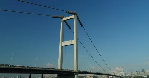 Istanbul Bosphorus Bridge Eurasia Marathon Aerial View 25 Stock Footage 102080038