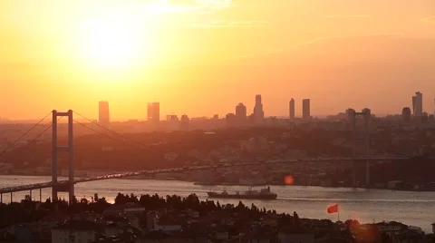 Istanbul Bosphorus Bridge in sunset Stock Footage 40177128