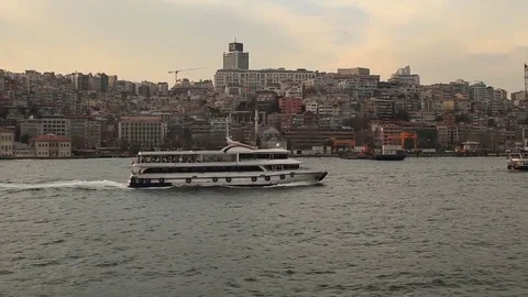 Istanbul Bosphorus Cityscape Under Construction Seabus Video stock 73685988