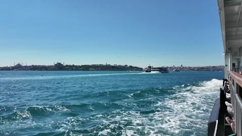 Istanbul Bosphorus Ferry Ride View of Historical Peninsula Skyline 動画素材 335465710