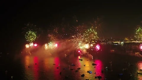 Istanbul Bosphorus Firework Uskudar 2  Stock Footage 132969762