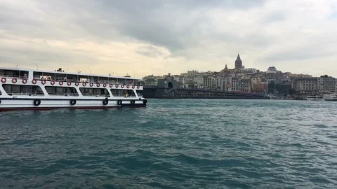 Istanbul bosphorus, galata tower view from eminonu. Stock Footage 113484761