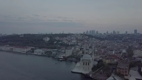 Istanbul Bosphorus Ortakoy Mecidiye Mosque Aerial Video 5 Stock Footage 103937367
