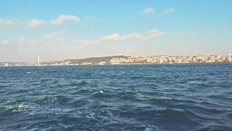 Istanbul Bosphorus straight scenes from the ferry boat Stock Footage 80646909