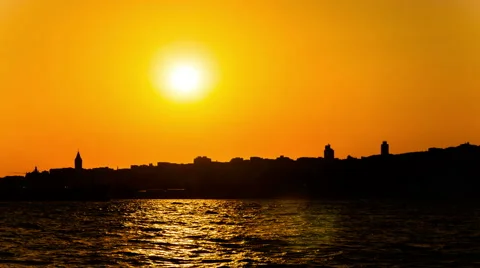 Istanbul. Bosphorus summer sunset Stock Footage 63885889