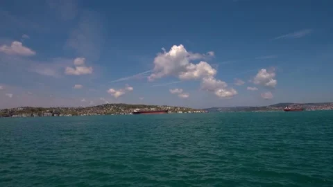 Istanbul Bosphorus timelapse moving clouds and ships Stock Footage 139968003