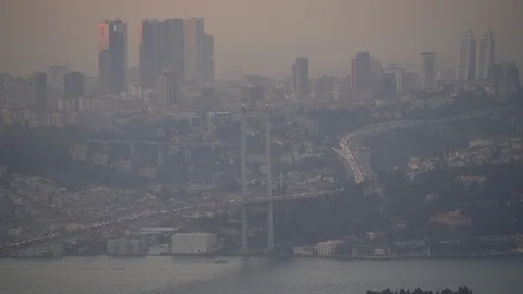 Istanbul Bridge by sunset. Turkey. Stock Footage 90443348