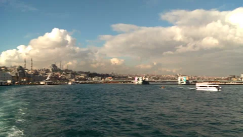 Istanbul Cityscape from the Ship Stock Footage 327569981