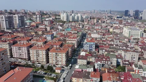 Istanbul Halkali Aerial Drone View at Covid-19 Isolation Days Stock Footage 128331653