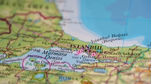Istanbul highlighted on a world map 4K Stock Footage 300658625