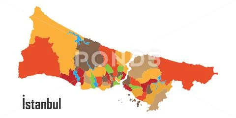 Istanbul map. County names. Isolated vector illustration. ~ Clip Art ...