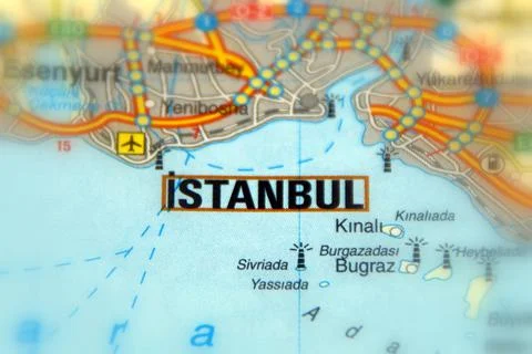 Istanbul on a map Stock Photos