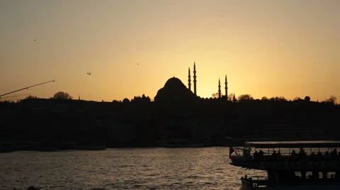 Istanbul mosque silhouette Stock Footage 44341696