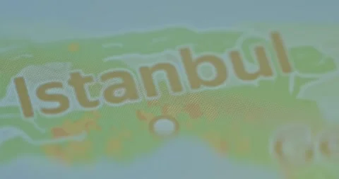 Istanbul name of the city on map, sun rays shining, summer vibe Video stock 310845796