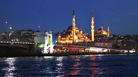 An Istanbul night in blue Stock Footage