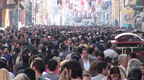 Istanbul shopping street crowd people busy Turkey Asia Europe Stock Footage