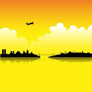 Istanbul at Sunset Stock Illustration
