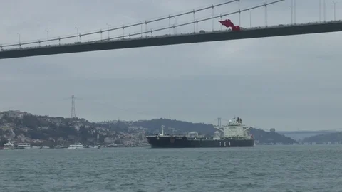 Istanbul. The tanker in the Bosphorus. Stock Footage 101080593