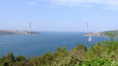 Istanbul third bridge construction Video stock 51366219